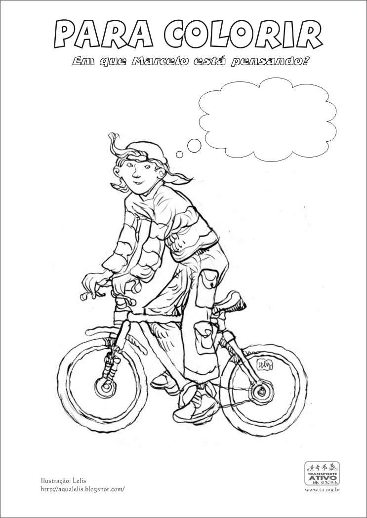 para colorir - menino de bicicleta - coloring page boy riding a bicycle